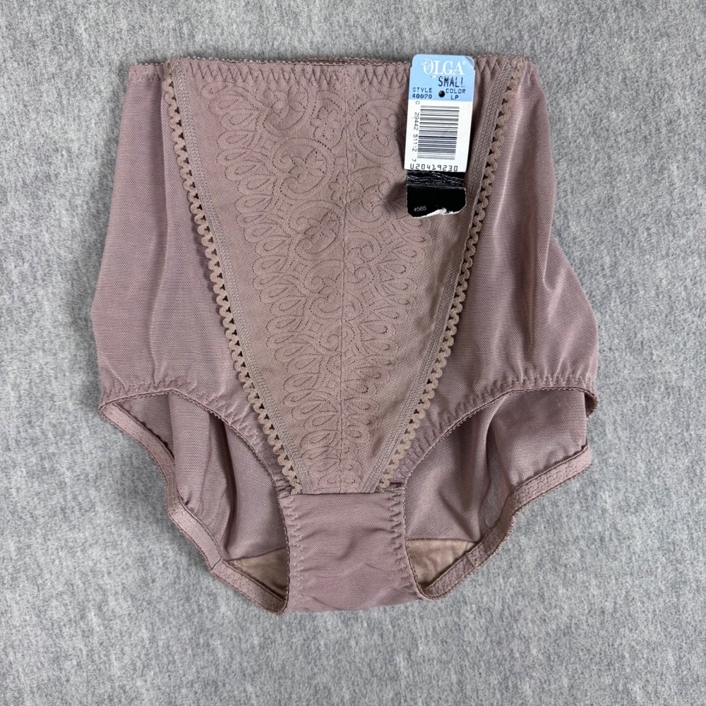 OLGA Secret Hug Briefs Womens Small Mauve Lace Tummy Control Panties 40070 NWT